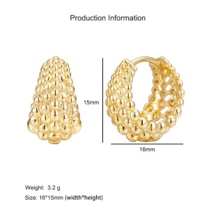 925 Sterling Silver Beaded C-Shaped Hoop Earring 60200285