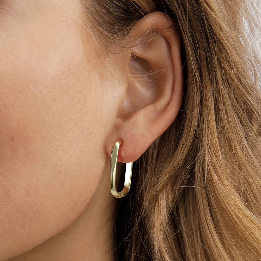 925 Sterling Silver Geometric Hoop Earring 60200286 - image1