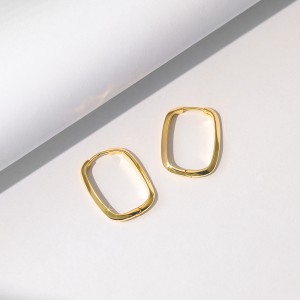 925 Sterling Silver Geometric Hoop Earring 60200286