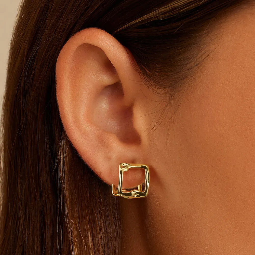 925 Sterling Silver Geometric Square Earring 60200287 - image1