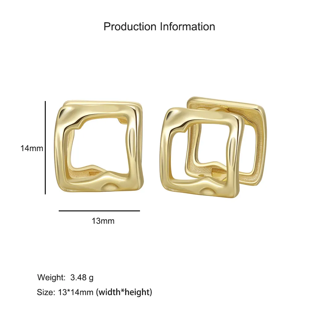925 Sterling Silver Geometric Square Earring 60200287 - image2