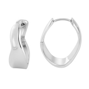 925 Sterling Silver Asymmetrical Geometric Circle Hoop Earring 60200288