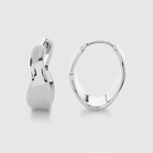 925 Sterling Silver Asymmetrical Geometric Circle Hoop Earring 60200288