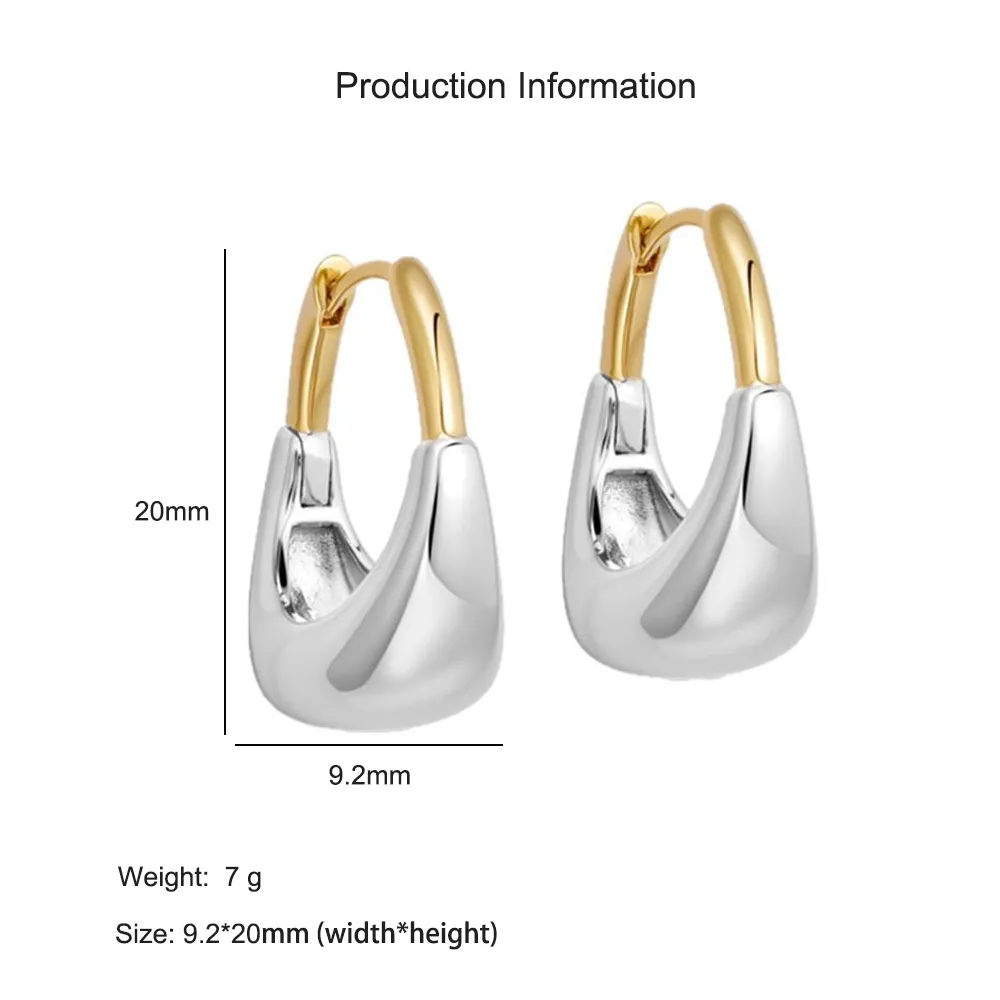 925 Sterling Silver Geometric Two-Tone Huggie Hoop Earring 60200293 - image2