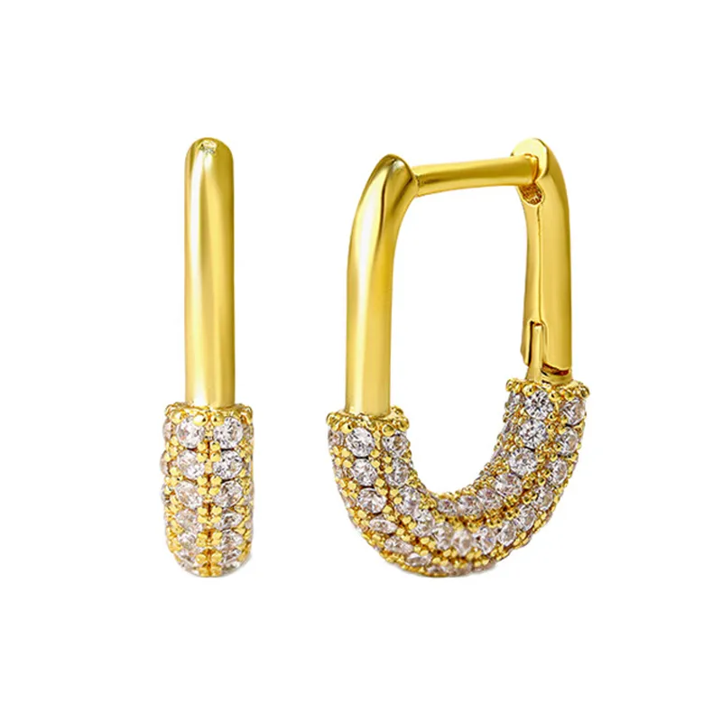 925 Sterling Silver Micro-Pave CZ U-Shaped Huggie Hoop Earring 60200294