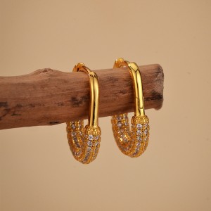 925 Sterling Silver Micro-Pave CZ U-Shaped Huggie Hoop Earring 60200294