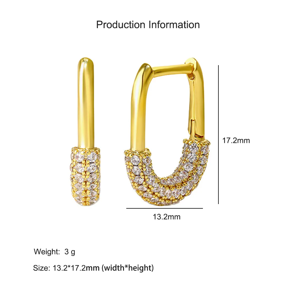 925 Sterling Silver Micro-Pave CZ U-Shaped Huggie Hoop Earring 60200294 - image2