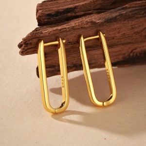 925 Sterling Silver Minimalist High-Polish U-Shaped Huggie Hoop 60200295