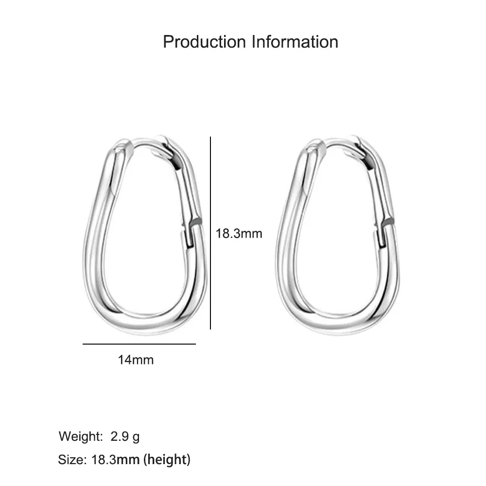 925 Sterling Silver Minimalist Irregular Geometric Hoop Earring 60200297 - image2