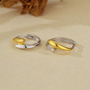 925 Sterling Silver Minimalist High-Polish Two-Tone Hoop Earring 60200298