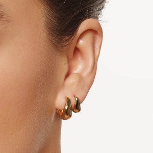 25 Sterling Silver Sculptural Wave Geometric Hoop Earring 60200299