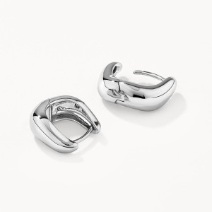 25 Sterling Silver Sculptural Wave Geometric Hoop Earring 60200299