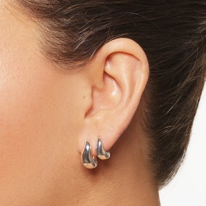25 Sterling Silver Sculptural Wave Geometric Hoop Earring 60200299