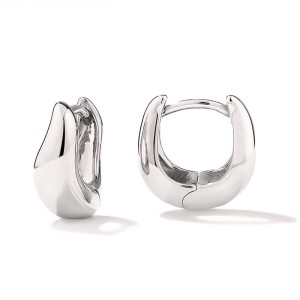 25 Sterling Silver Sculptural Wave Geometric Hoop Earring 60200299