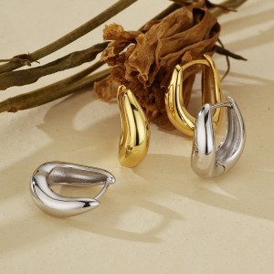 25 Sterling Silver Sculptural Wave Geometric Hoop Earring 60200299