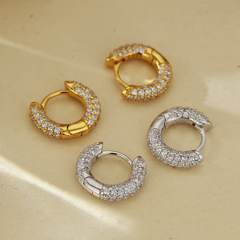 925 Sterling Silver Ful Pave CZ Hoop Earring 60200300 - image1