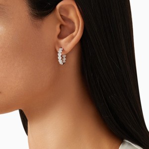 925 Sterling Silver Micro-Pave CZ Heart Huggie Hoop Earring 60200304