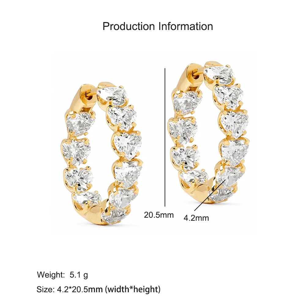 925 Sterling Silver Micro-Pave CZ Heart Huggie Hoop Earring 60200304 - image2