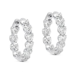925 Sterling Silver Micro-Pave CZ Heart Huggie Hoop Earring 60200304