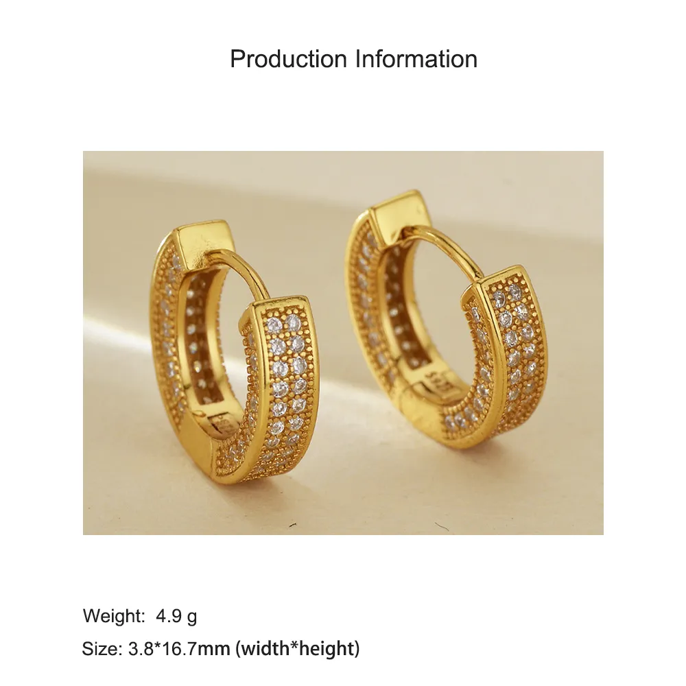 925 Sterling Silver Full Pave CZ Huggie Hoop Earring 60200306 - image2