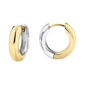 925 Sterling Silver Minimalist Two-Tone Interlocking Circle Hoop Earring 60200307