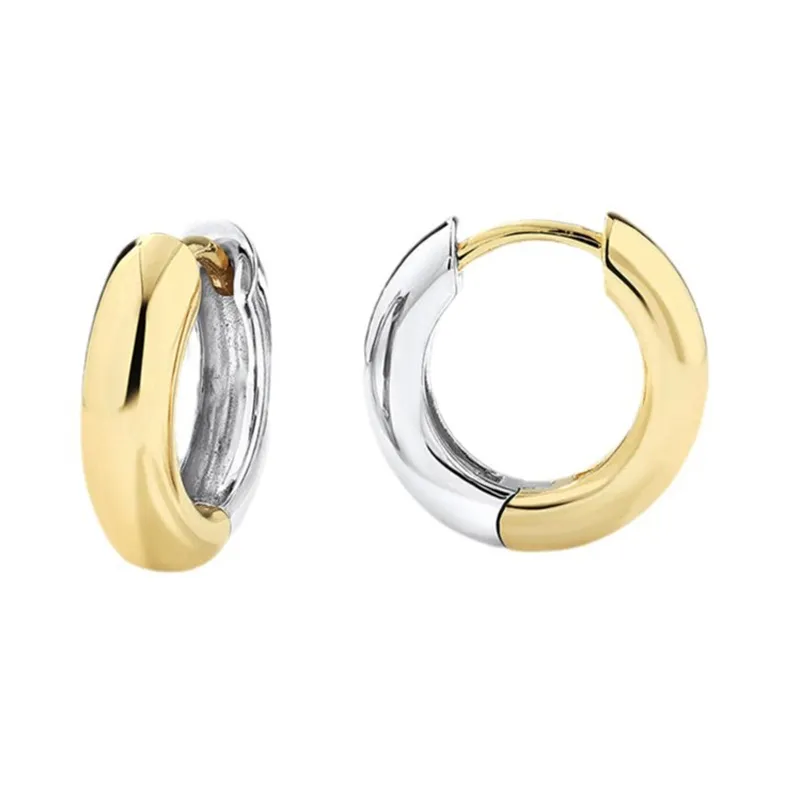 925 Sterling Silver Minimalist Two-Tone Interlocking Circle Hoop Earring 60200307