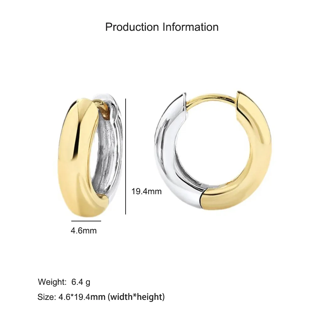 925 Sterling Silver Minimalist Two-Tone Interlocking Circle Hoop Earring 60200307 - image2