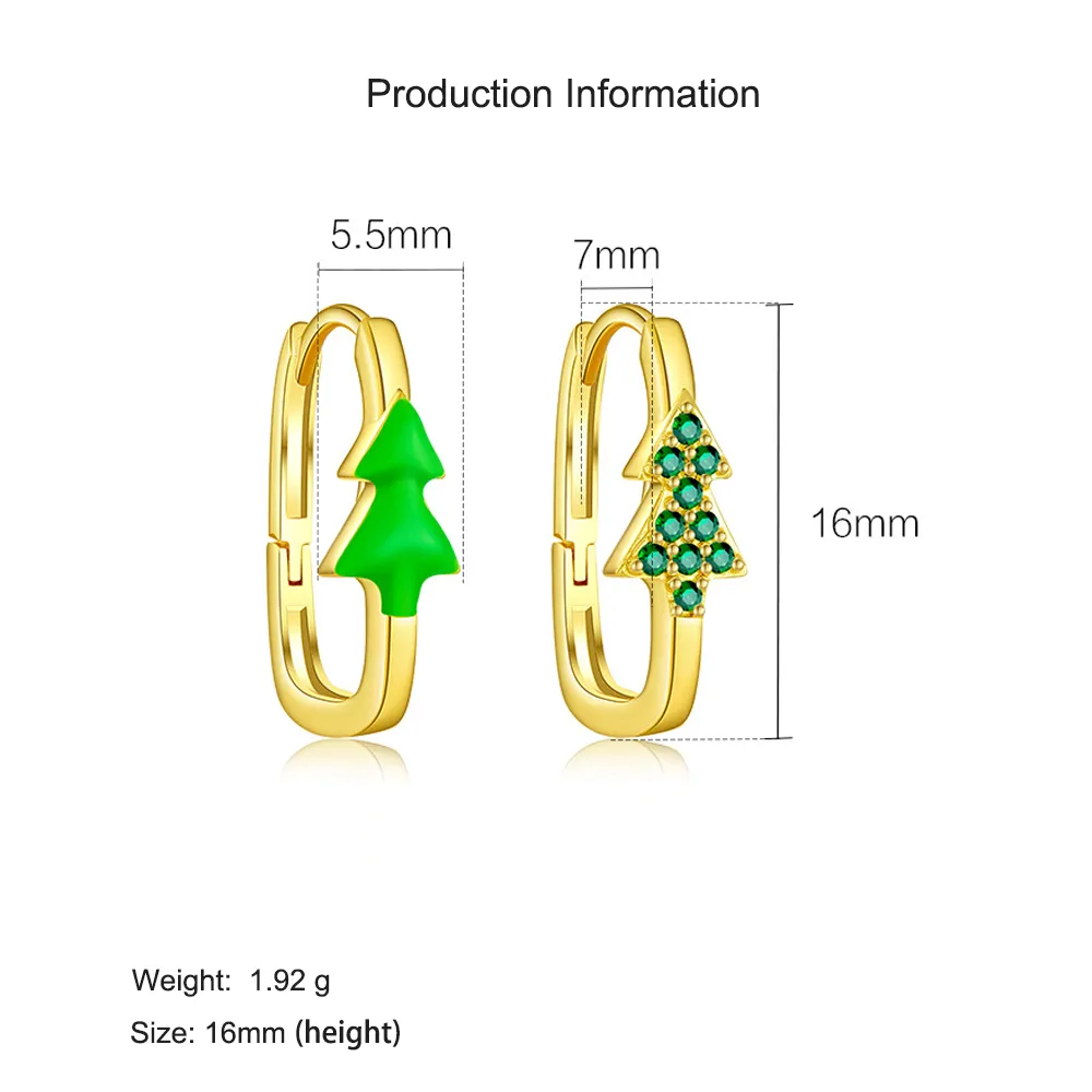 925 Sterling Silver Minimalist Christmas Tree Hoop Earring 60200308 - image2
