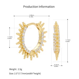 925 Sterling Silver Pave Sunburst Spiked Hoop Earrings 60200311 925 Sterling Silver Pave Sunburst Spiked Hoop Earrings 60200311