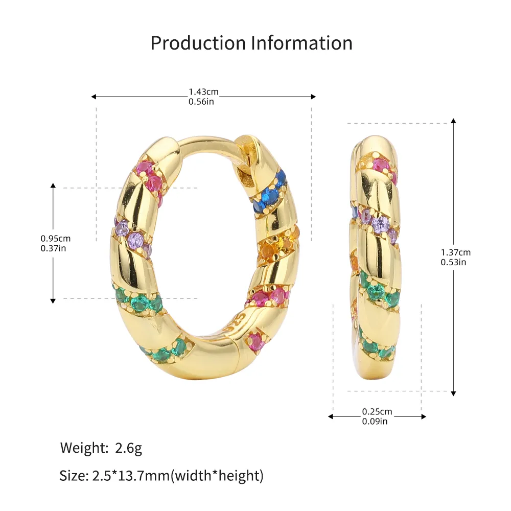 925 Sterling Silver Diagonal Stripe Pave CZ Hoop Earrings 60200313 - image4