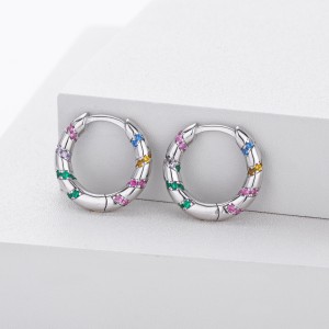 925 Sterling Silver Diagonal Stripe Pave CZ Hoop Earrings 60200313 925 Sterling Silver Diagonal Stripe Pave CZ Hoop Earrings 60200313