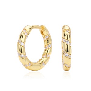 925 Sterling Silver Diagonal Stripe Pave CZ Hoop Earrings 60200313 925 Sterling Silver Diagonal Stripe Pave CZ Hoop Earrings 60200313