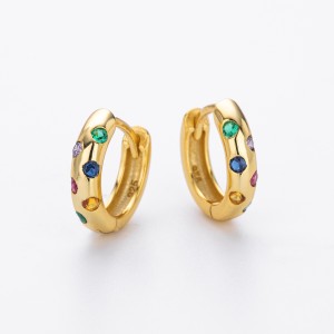 925 Sterling Silver Scattered Stone Chunky Huggies 60200314 925 Sterling Silver Scattered Stone Chunky Huggies 60200314