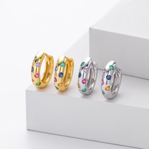 925 Sterling Silver Scattered Stone Chunky Huggies 60200314 925 Sterling Silver Scattered Stone Chunky Huggies 60200314