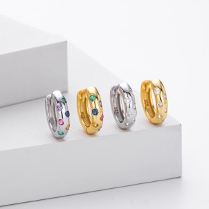 925 Sterling Silver Scattered Stone Chunky Huggies 60200314 925 Sterling Silver Scattered Stone Chunky Huggies 60200314