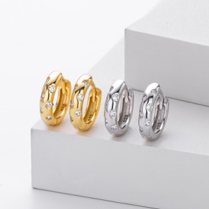 925 Sterling Silver Scattered Stone Chunky Huggies 60200314 925 Sterling Silver Scattered Stone Chunky Huggies 60200314