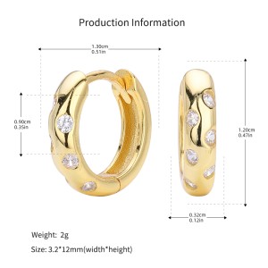 925 Sterling Silver Scattered Stone Chunky Huggies 60200314 925 Sterling Silver Scattered Stone Chunky Huggies 60200314