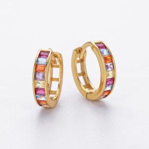 925 Sterling Silver Multi-Color Channel Set Hoop Earrings 60200315