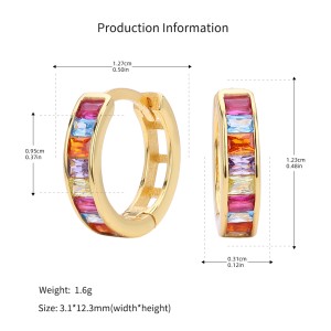 925 Sterling Silver Multi-Color Channel Set Hoop Earrings 60200315