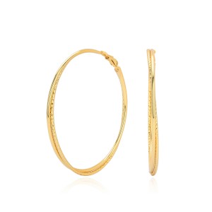 925 Sterling Silver Large Glitter Finish Hoop Earrings 60200316