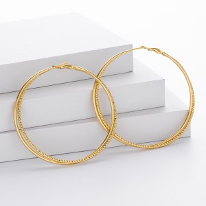 925 Sterling Silver Large Glitter Finish Hoop Earrings 60200316