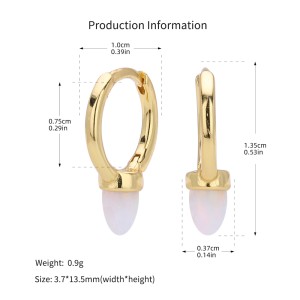 925 Sterling Silver Luminous Bullet Stone Hoop Earrings 60200319