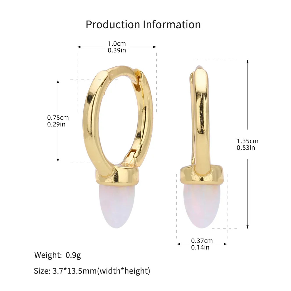 925 Sterling Silver Luminous Bullet Stone Hoop Earrings 60200319 - image2