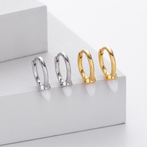 925 Sterling Silver Luminous Bullet Stone Hoop Earrings 60200319