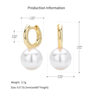 925 Sterling Silver Simple Pearl Drop Hoop Earrings 60200320