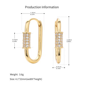 925 Sterling Silver Pave Accent Carabiner Hoop Earrings 60200321