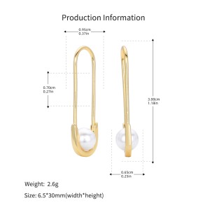 925 Sterling Silver Glass Pearl Safety Pin Earring 60200322