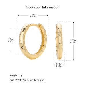 925 Sterling Silver Irregular Hammered Texture Hoop Earrings 60200324