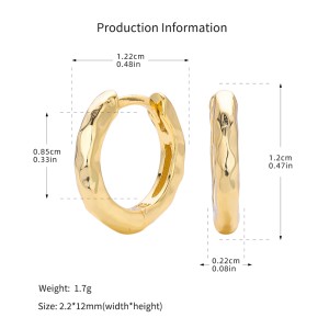 925 Sterling Silver Irregular Hammered Texture Hoop Earrings 60200324