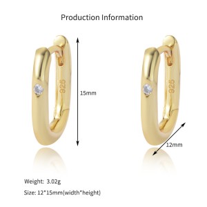 925 Sterling Silver Geometric Solitaire CZ U-Hoop Earrings 60200325